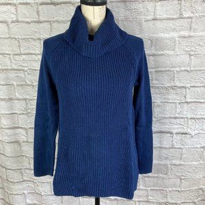 Lands Ends Blue Cotton Turtleneck Sweater Size S